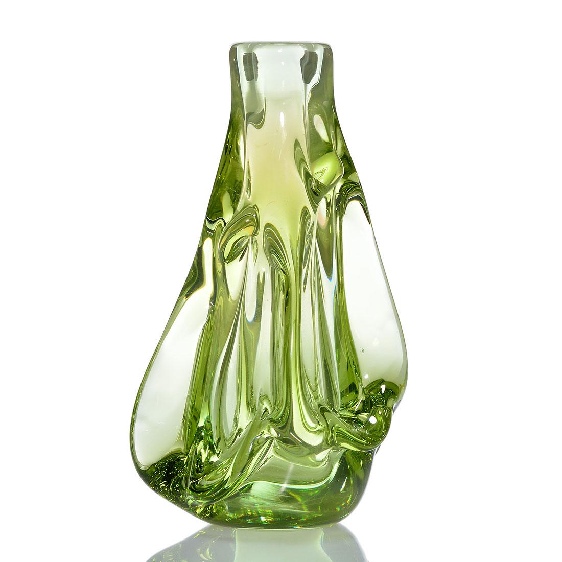 Labino Free form vase, winged chartreuse, 6 3/4", (1 of 2)