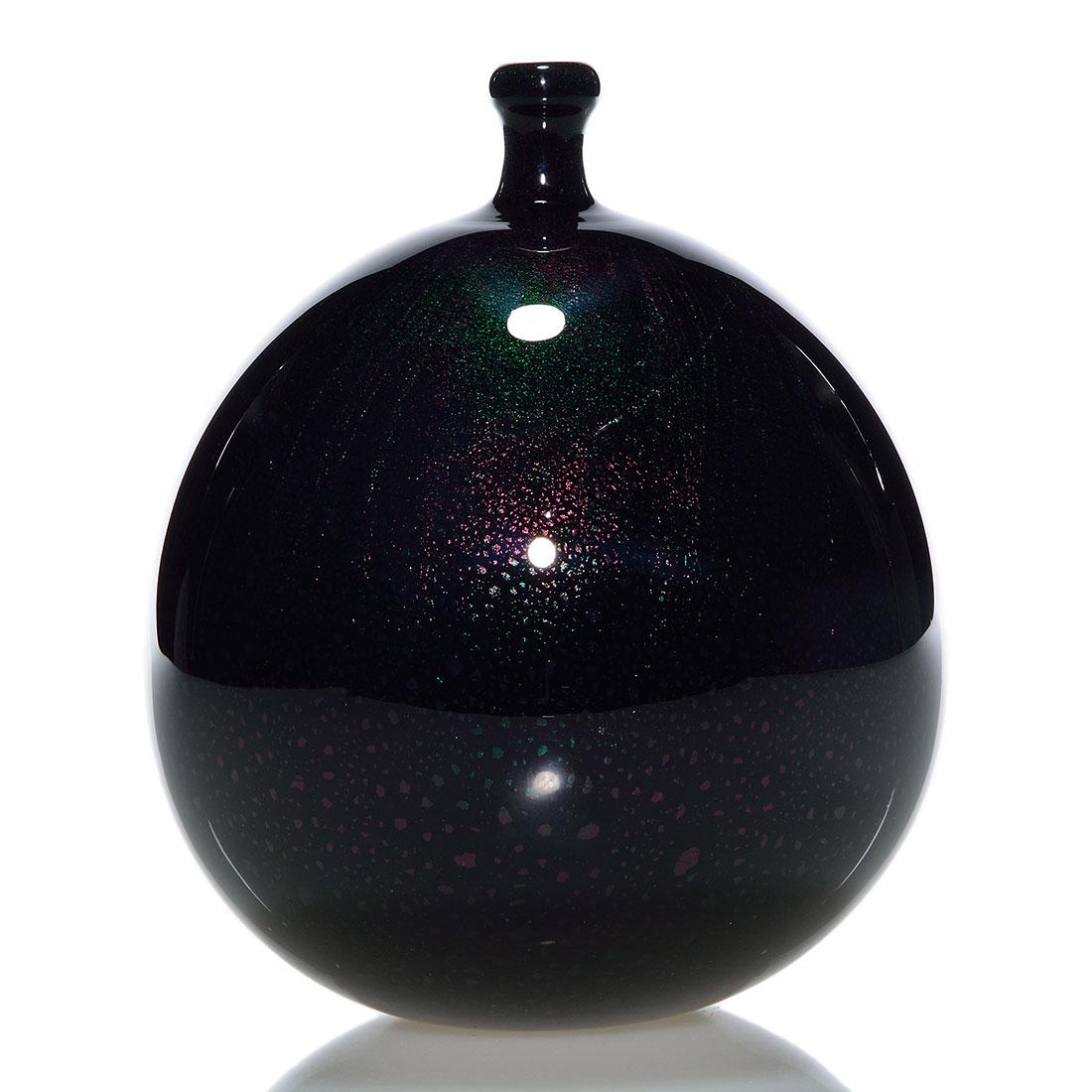 Early Robert Barber balloon vase, mica flecks, 7", OU (1 of 1)