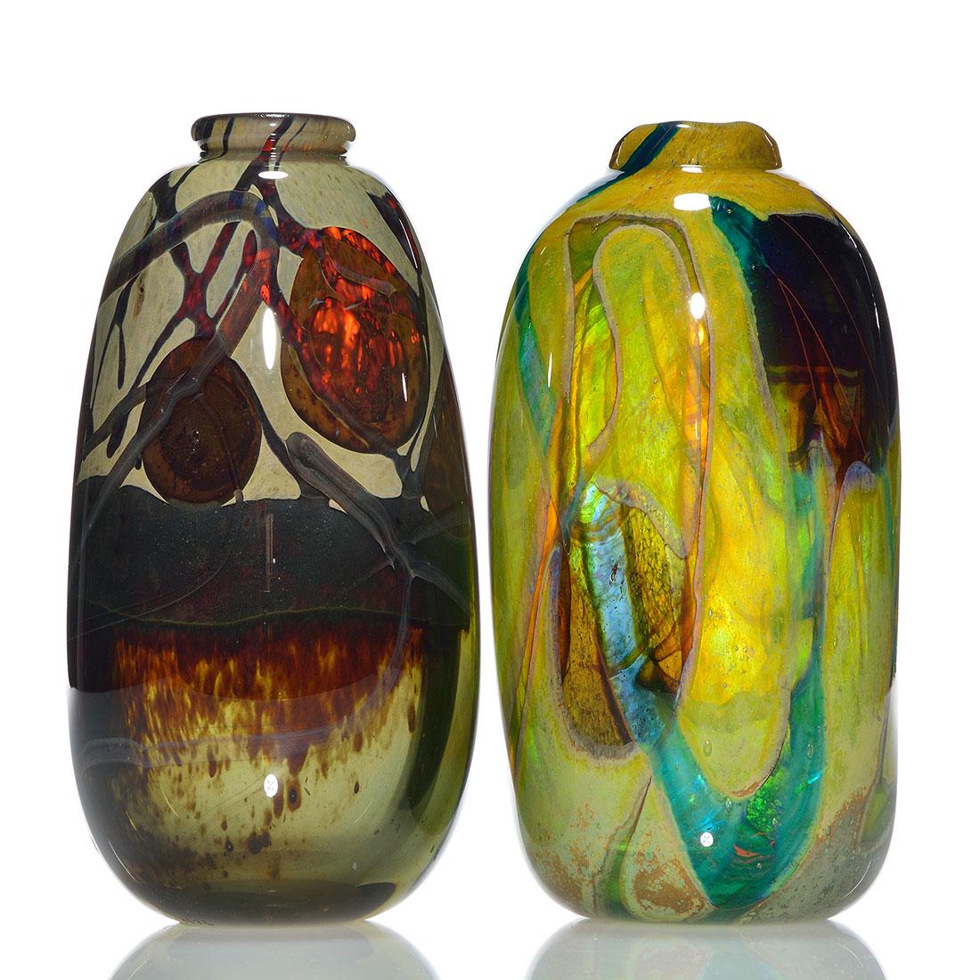 Two William Carlson vases, fruit on vine, 6 3/4", (1 of 1)