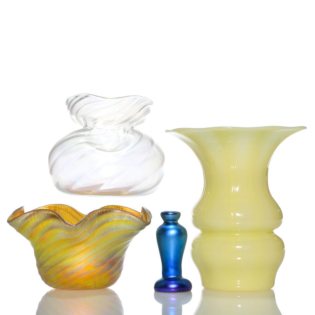 4 vases-3 Steuben:3 1/8" Aurene, 4" VDS Carder sig, 6" (1 of 1)