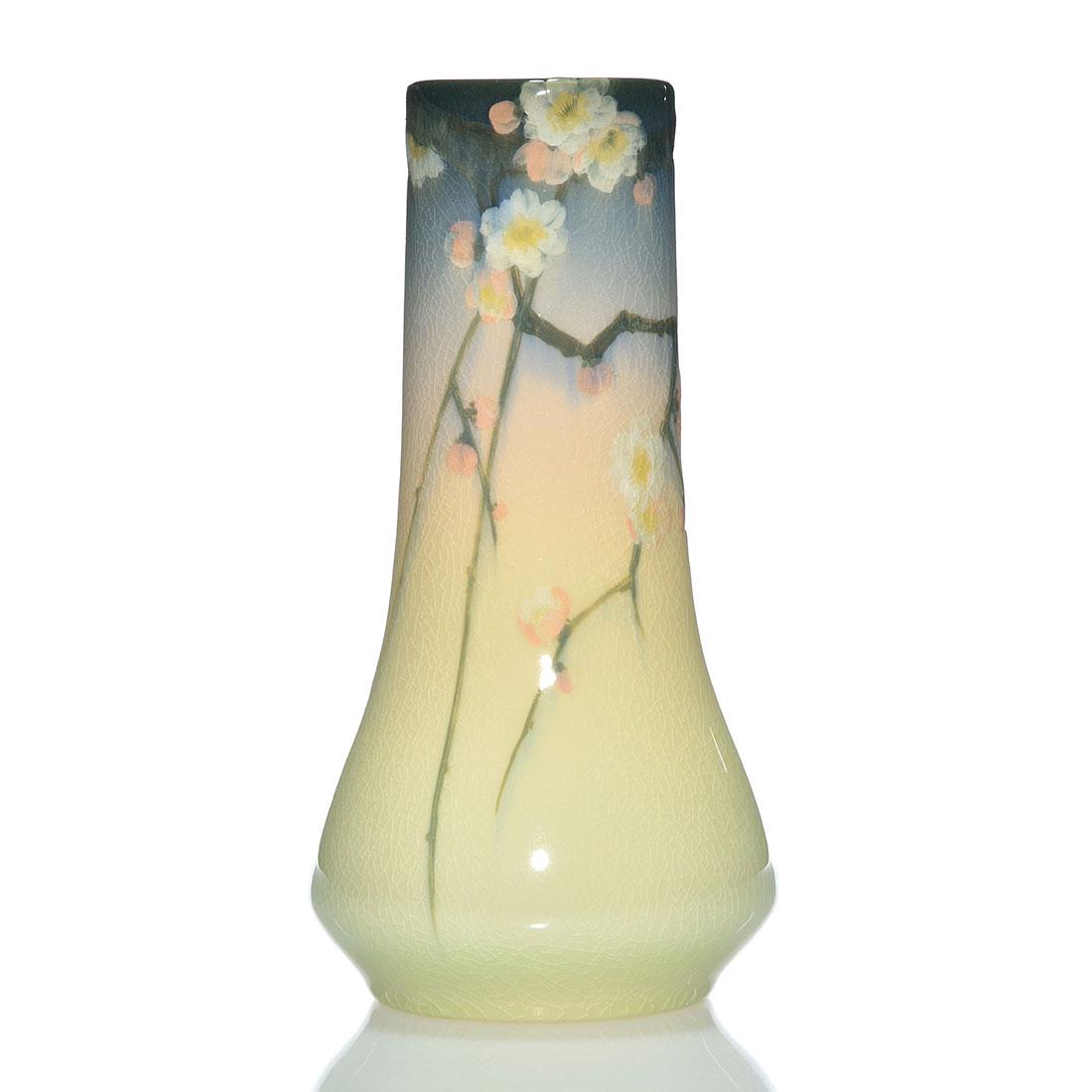 Rookwood Iris vase, Asbury, cherry blossoms, 8 1/4" (1 of 2)