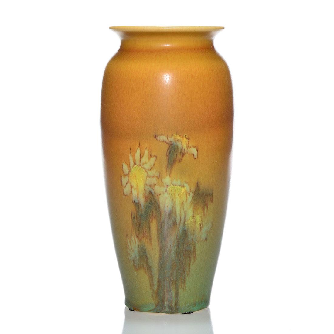 Rookwood mat floral vase, McDonald, 1924, 8 1/4", 2544 (1 of 2)