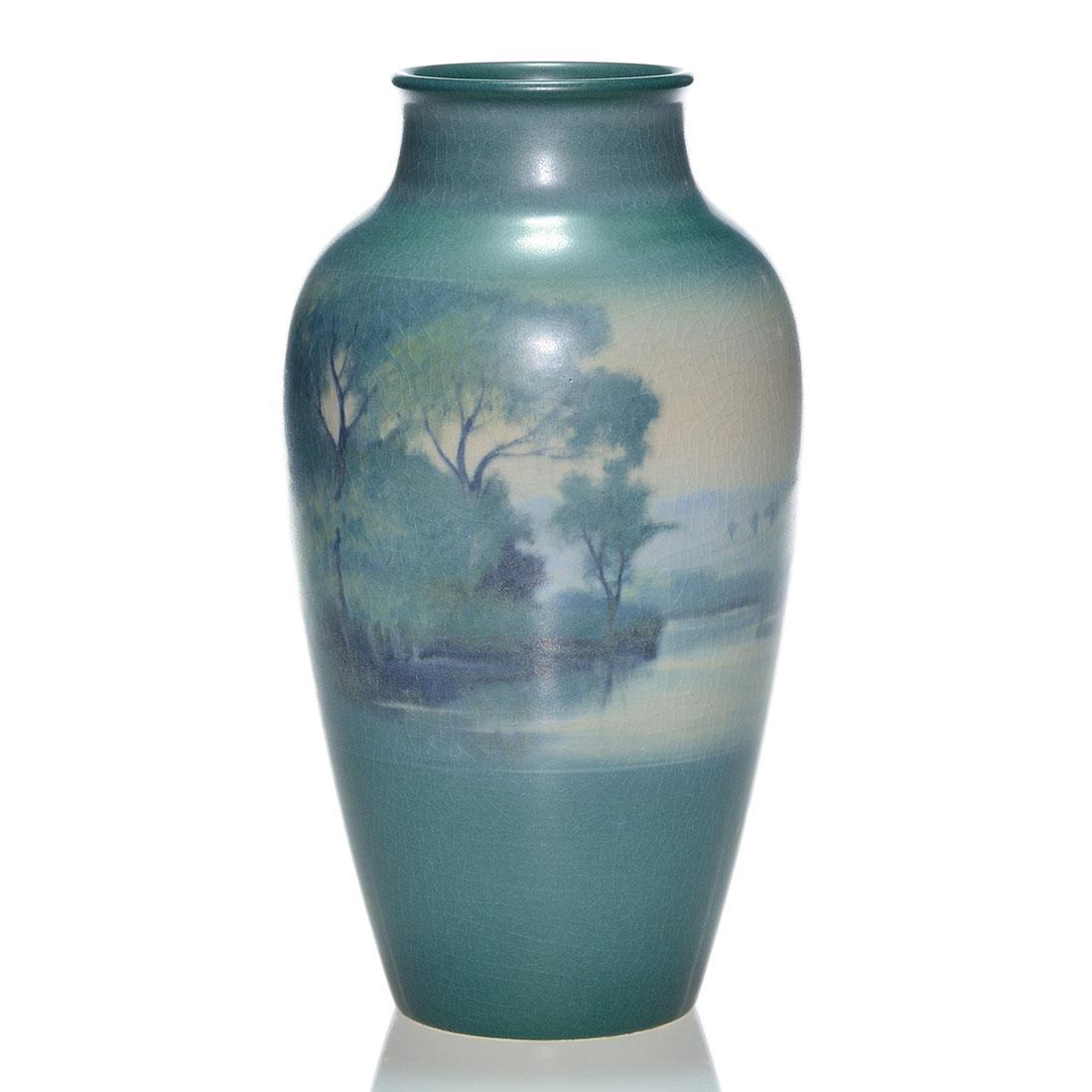 Rookwood Scenic Vellum vase,Rothenbusch,1918,243,10 3/8 (1 of 2)