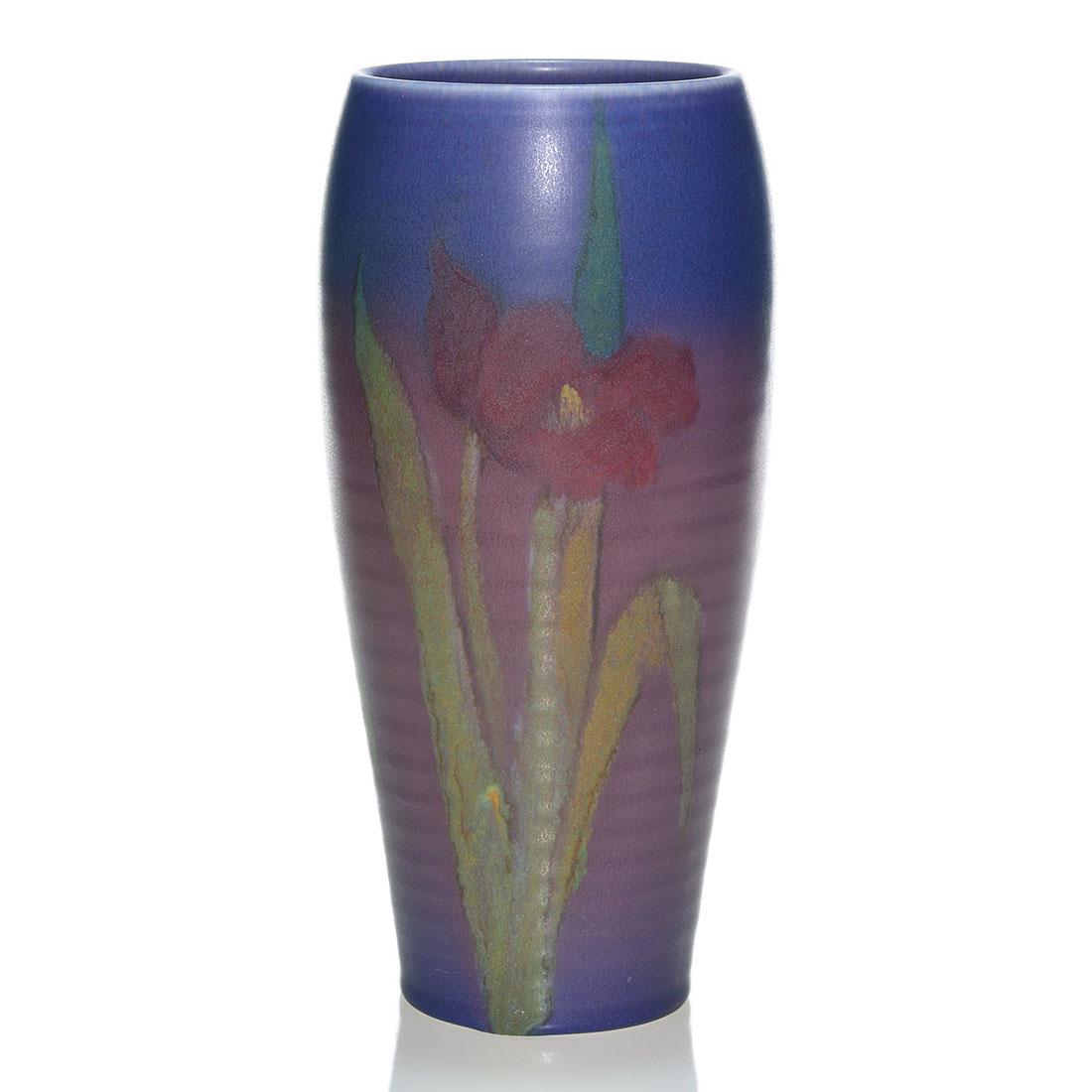 Rookwood mat glaze vase,tulips,Jones,1923,2032 D,9 3/8" (1 of 2)