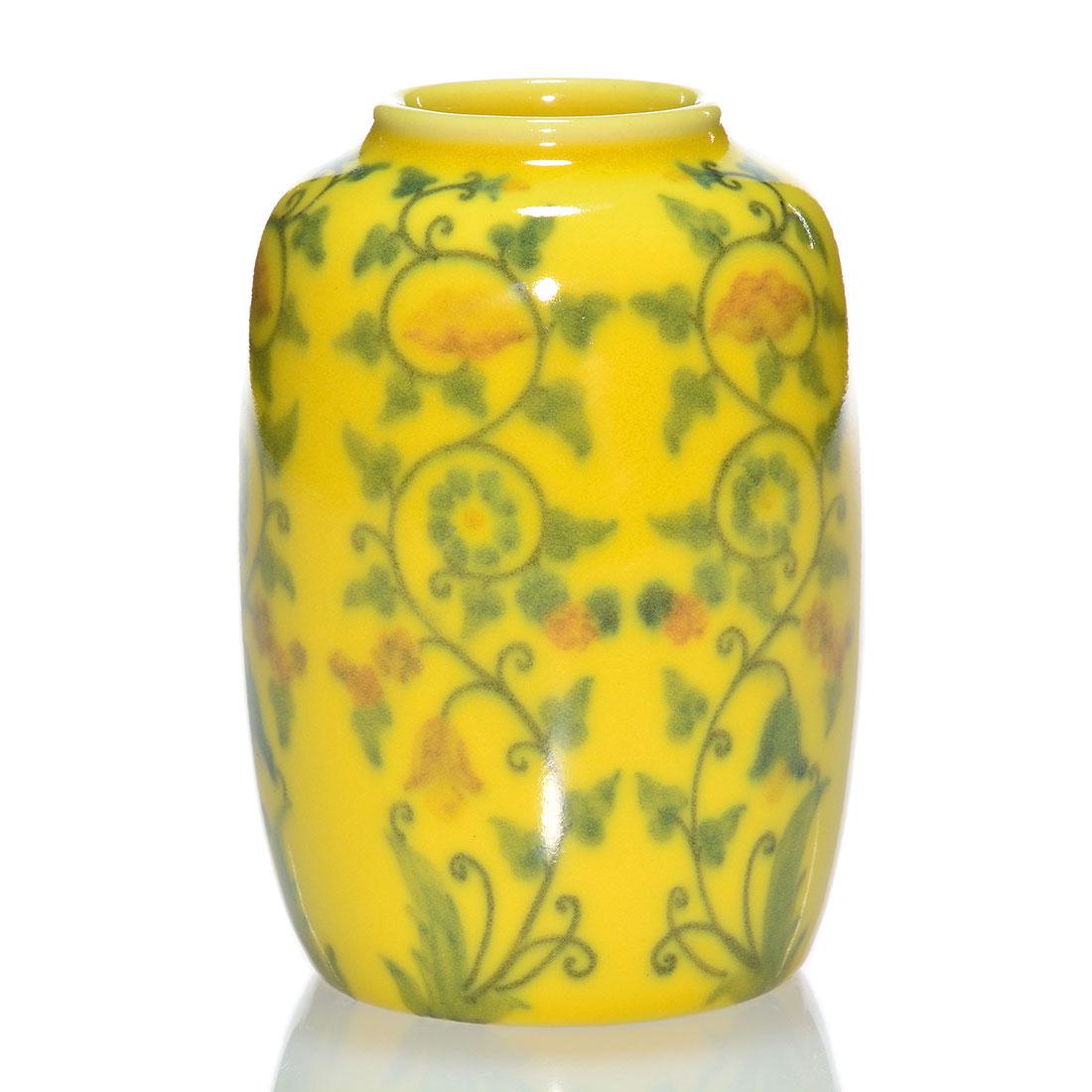 Rookwood Yellow Tint vase, floral, Conant, 1921, 5 3/8" (1 of 2)