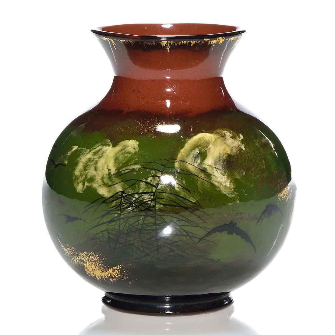 Rookwood Limoges vase, bats, Hirschfeld, 1882, 4 7/8" (1 of 2)