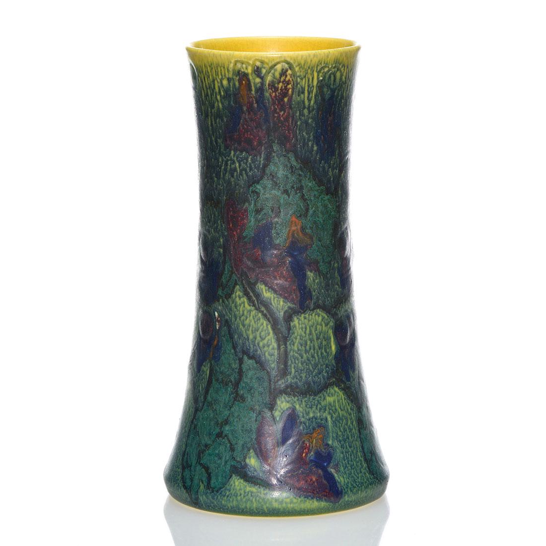 Rookwood Decorated Mat vase, Todd, 1921, 1358 D, 9", (1 of 2)