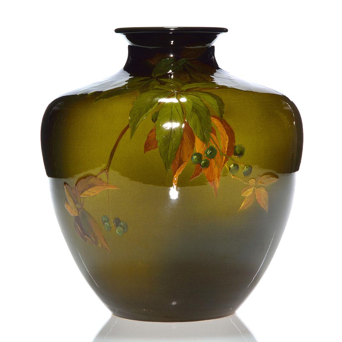 Rookwood Standard vase, woodbine, AMV, 1896, 10 1/4" (1 of 2)