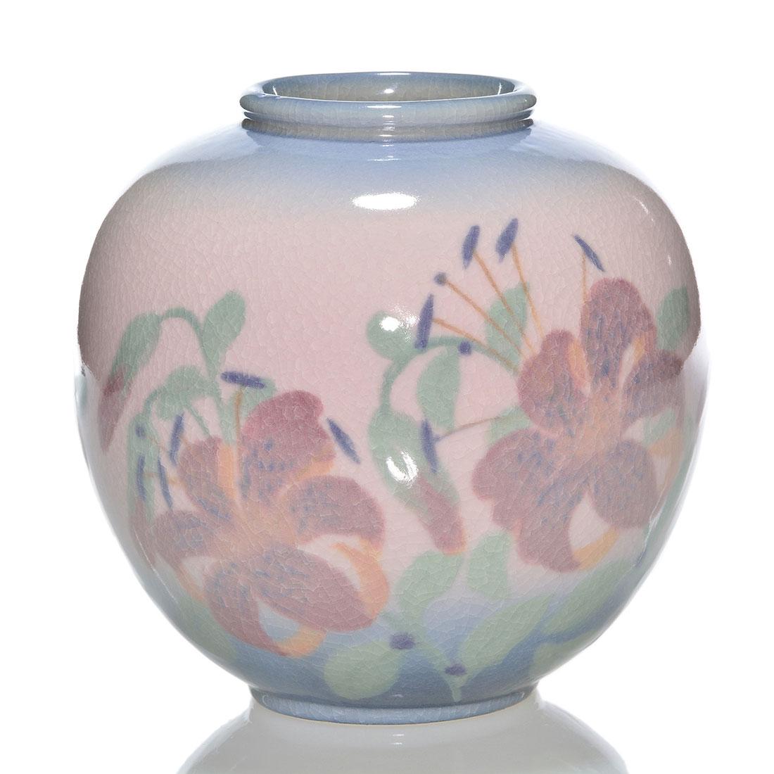 Rookwood Design Crystal vase, Hurley, 1946, 7 1/4" (1 of 2)