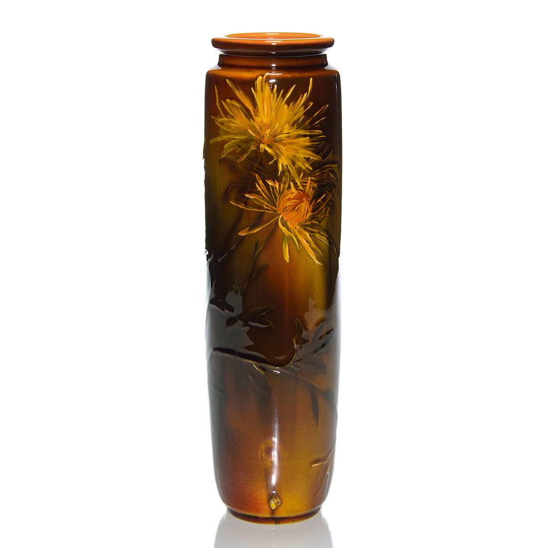 Rookwood Standard glaze vase, mums, Wilcox, 11 3/4" (1 of 2)