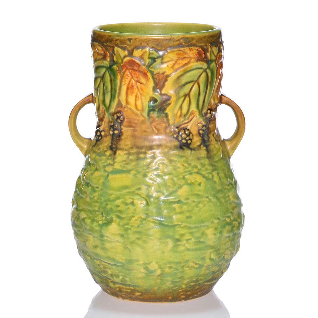 Roseville Blackberry vase, 575-8”, 8 1/8” (1 of 2)