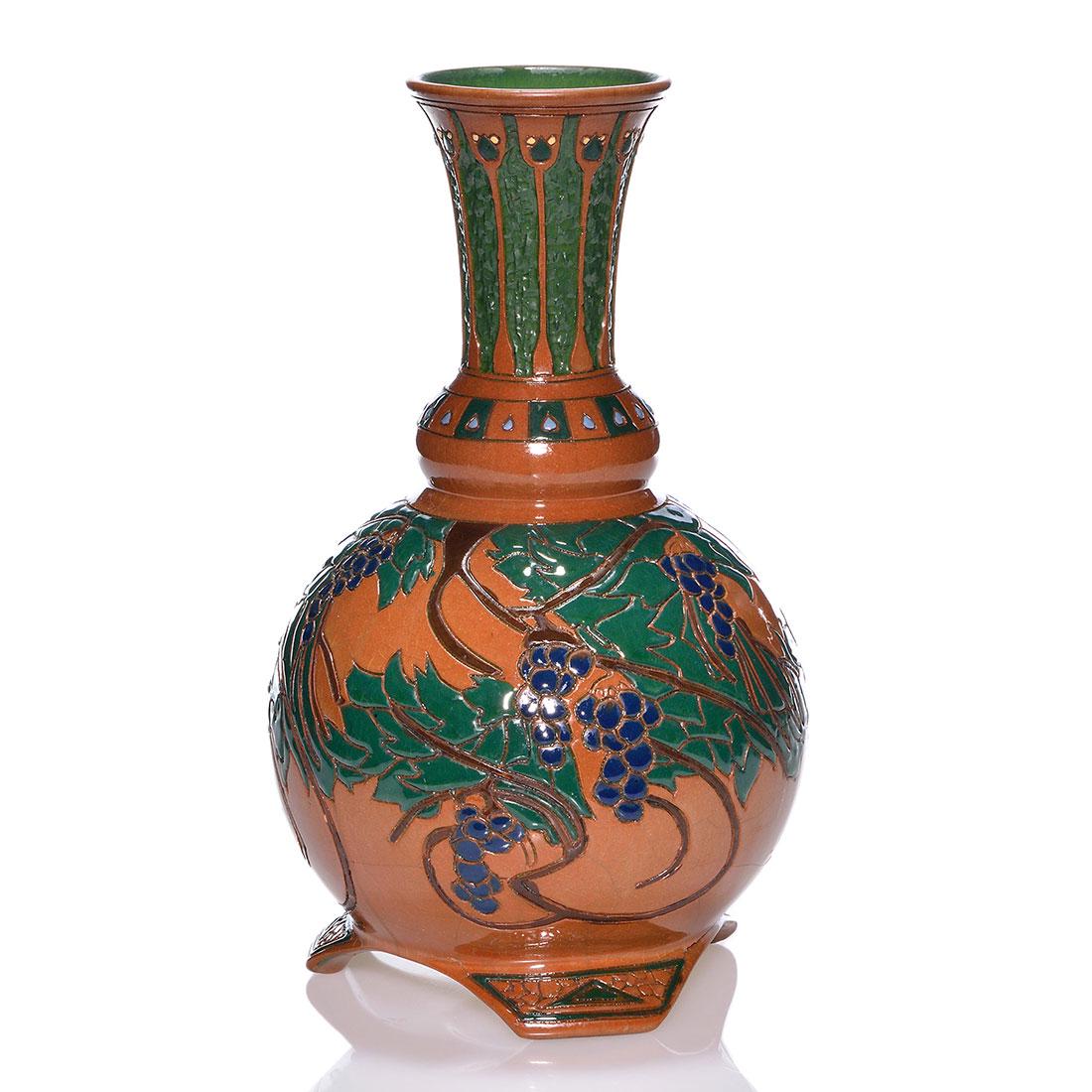 Roseville Della Robbia footed vase, grape vine,11 1/4" (1 of 2)