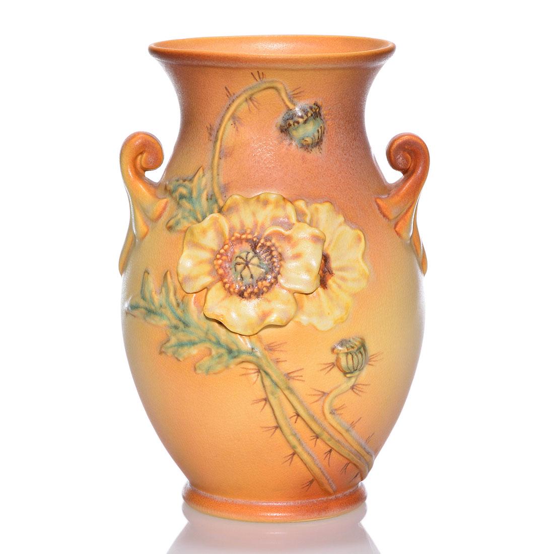 Rare Weller Rosemont II vase, poppies, 9 7/8” (1 of 2)
