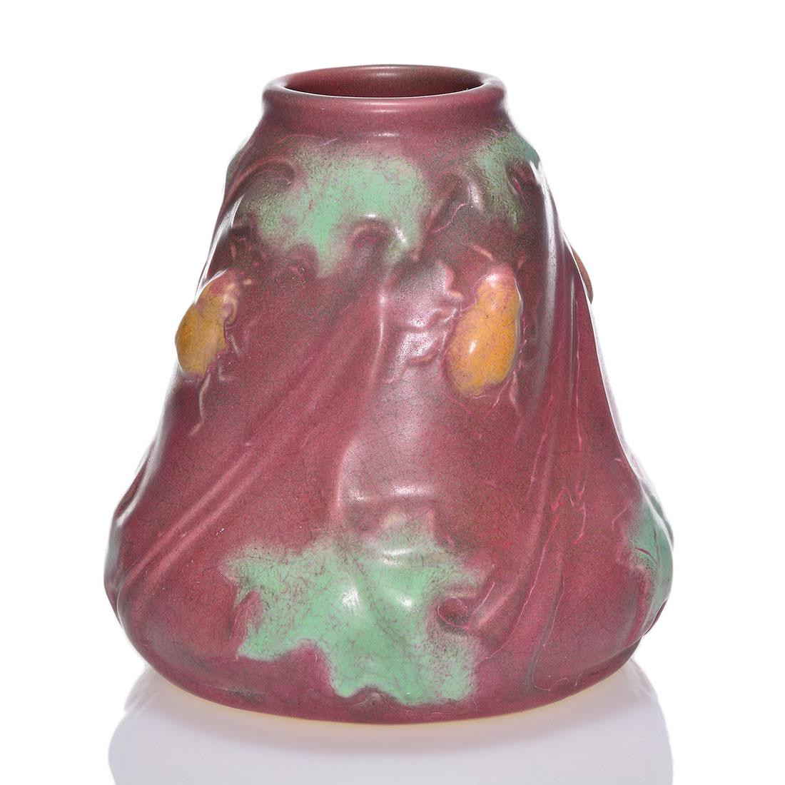 Weller Matt Ware (Fru Russet) vase with scarabs,4 7/8" (1 of 2)