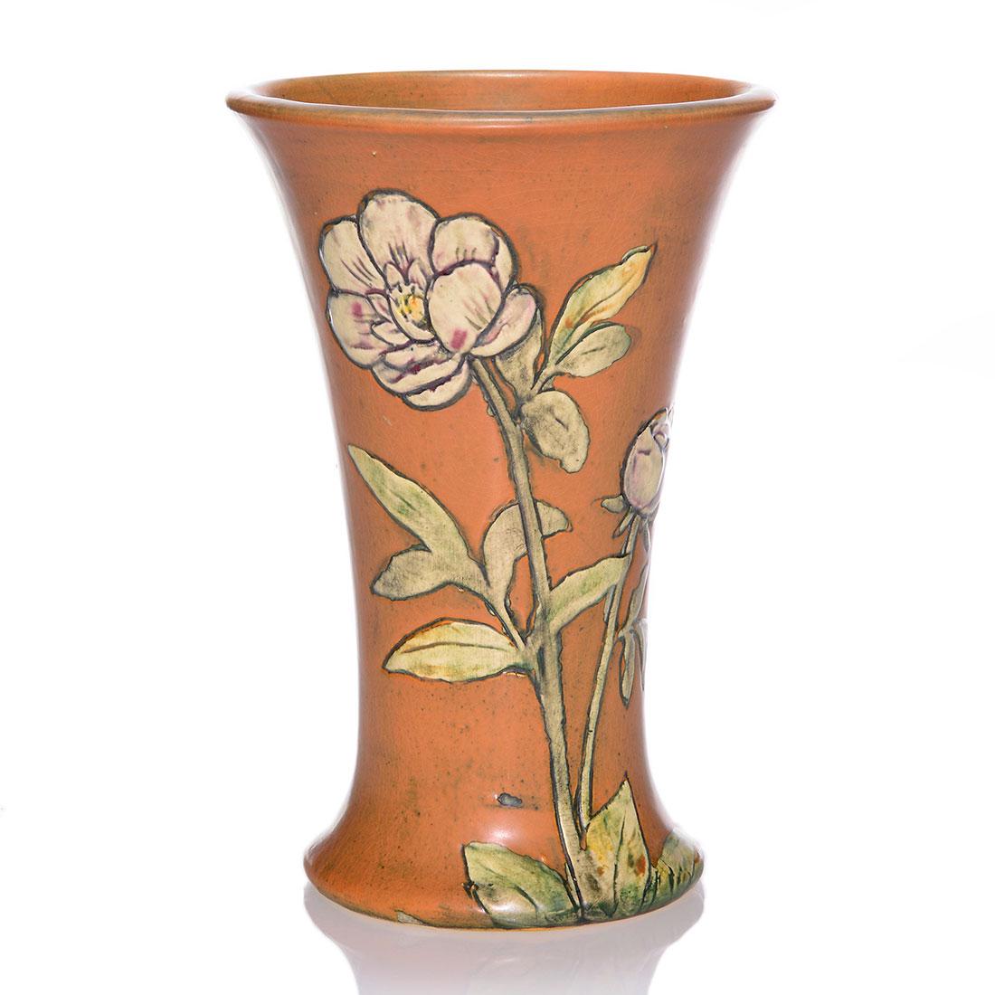 Weller Kenova vase, white flowers, 8 inches (1 of 2)