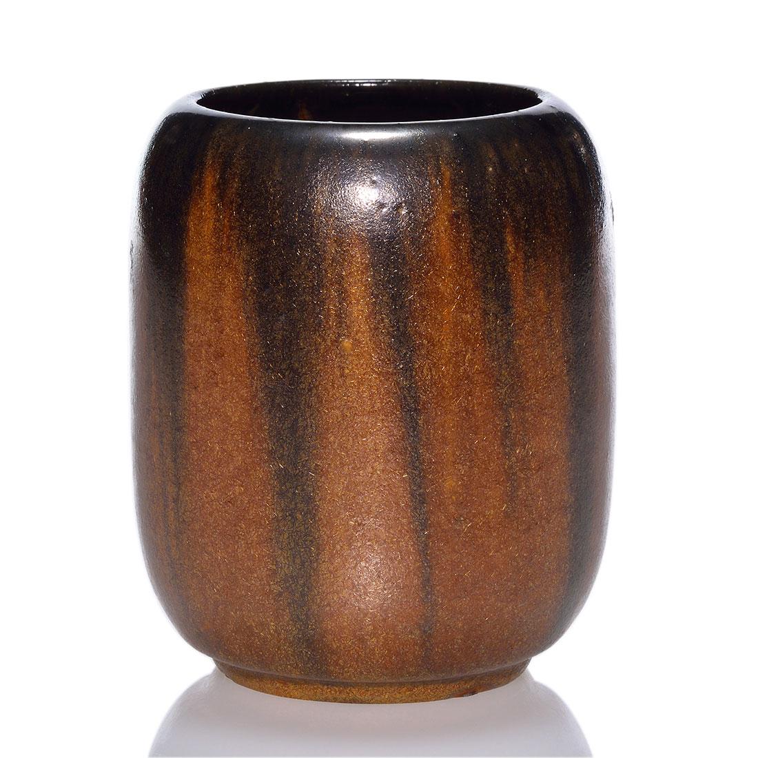 Fulper Copperdust crystalline vase, 4 3/4” (1 of 2)