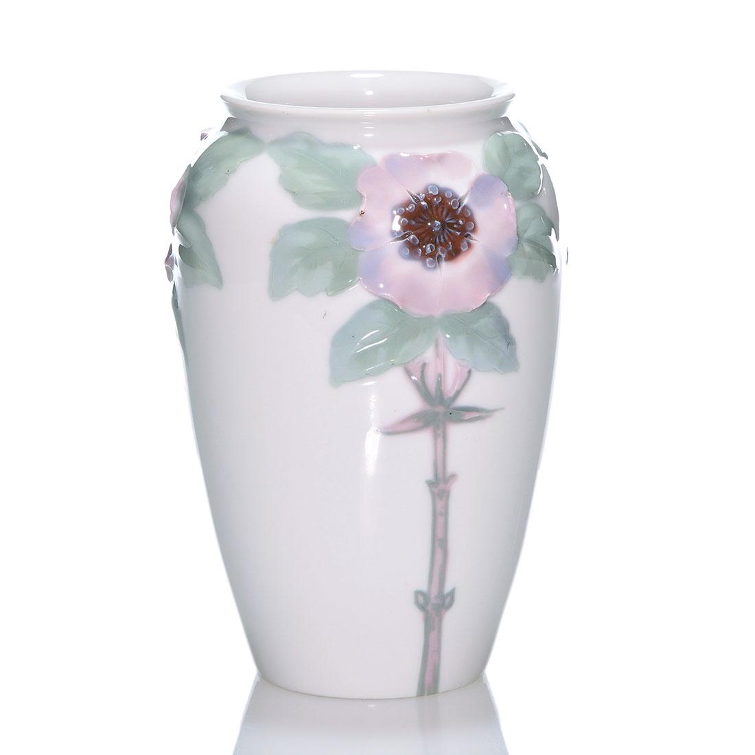 Rorstrand vase, carved floral, Mela Anderberg, 6 1/4” (1 of 2)