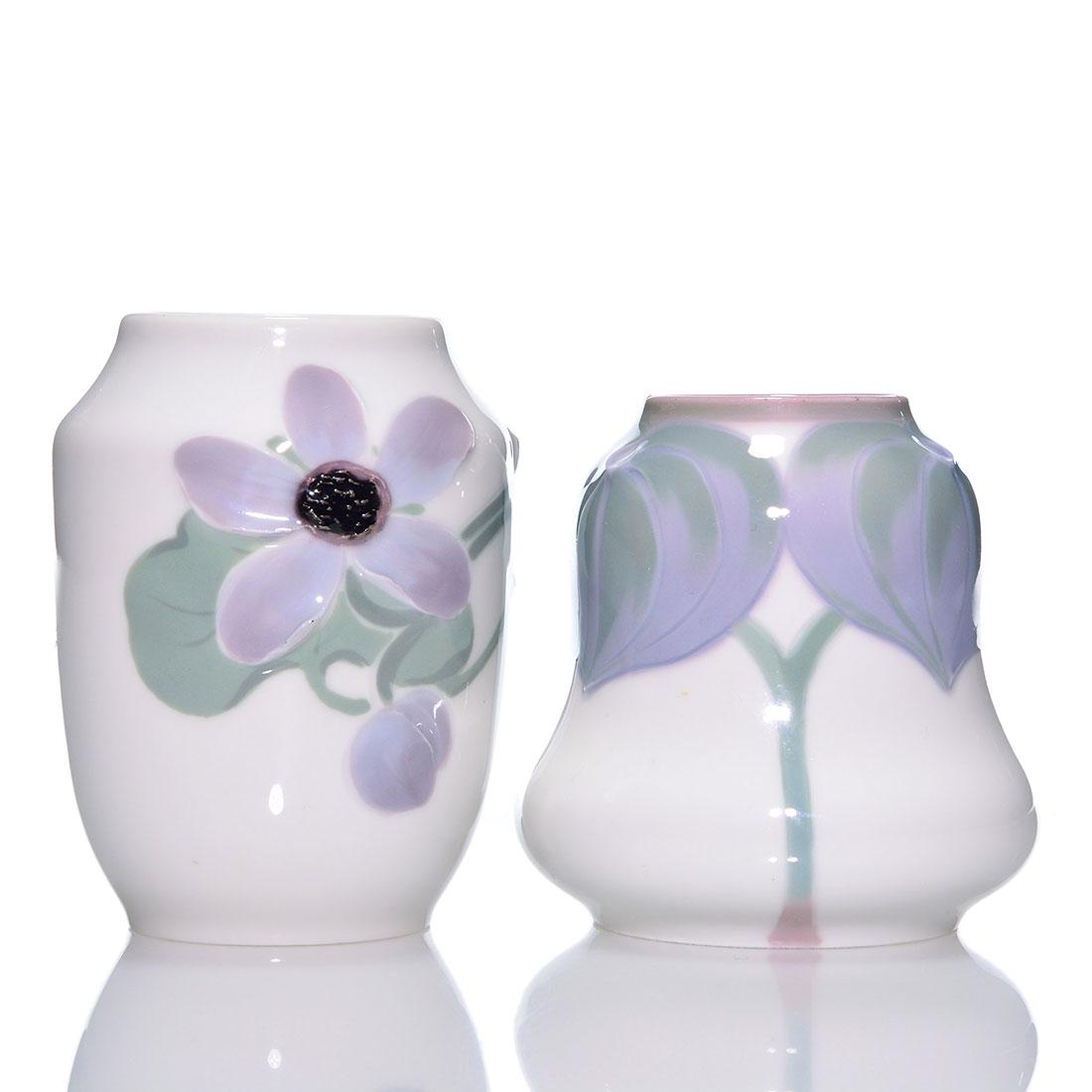 2 Rorstrand mini vases,signed, floral, tallest 3 3/4" (1 of 2)