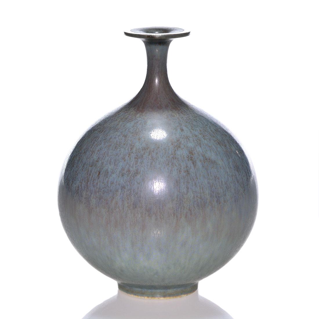 Gustavsberg vase, Sven Wejsfelt, silver rim, 5 1/4”, (1 of 1)