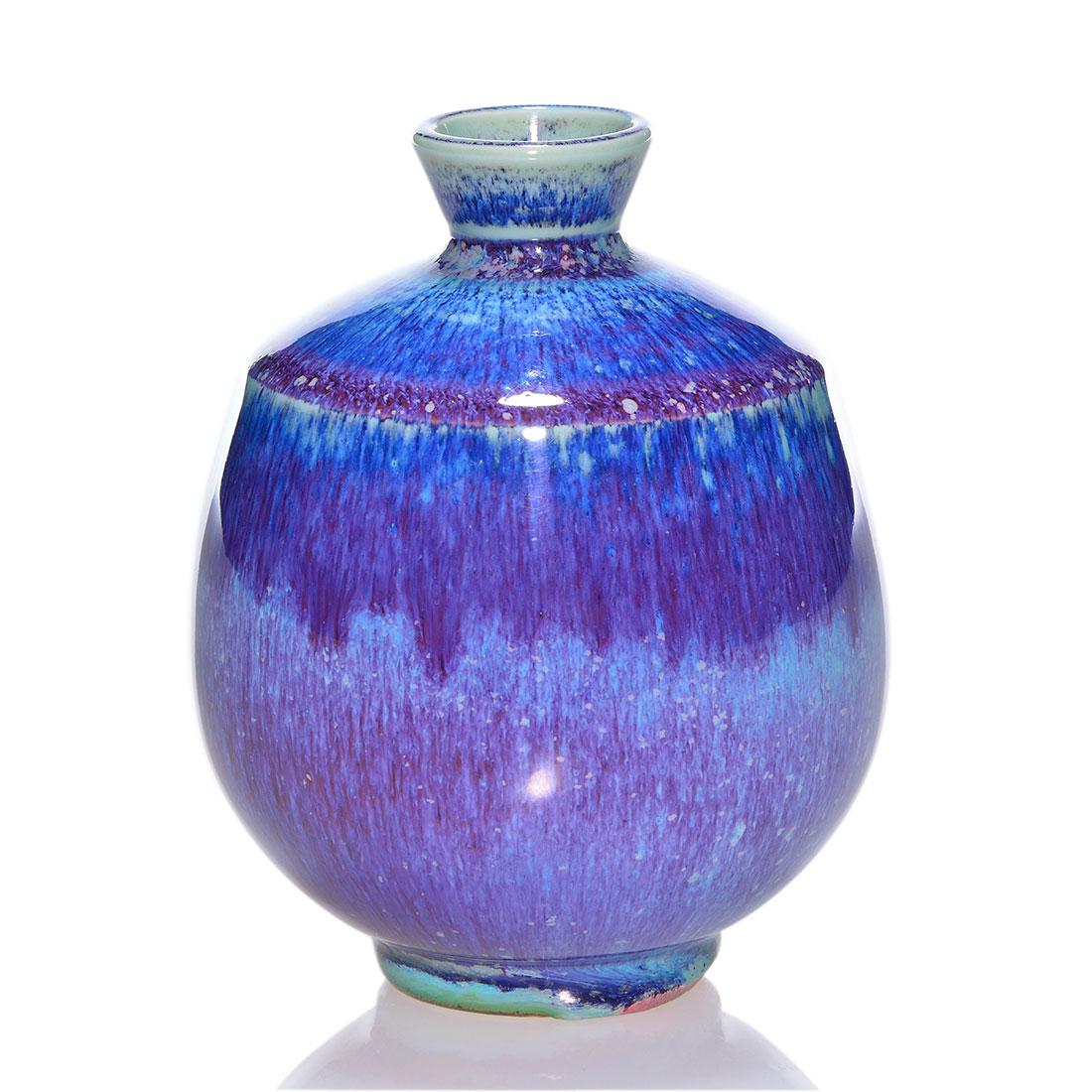 Berndt Friberg Gustavsberg vase, glossy blue, 4” (1 of 2)