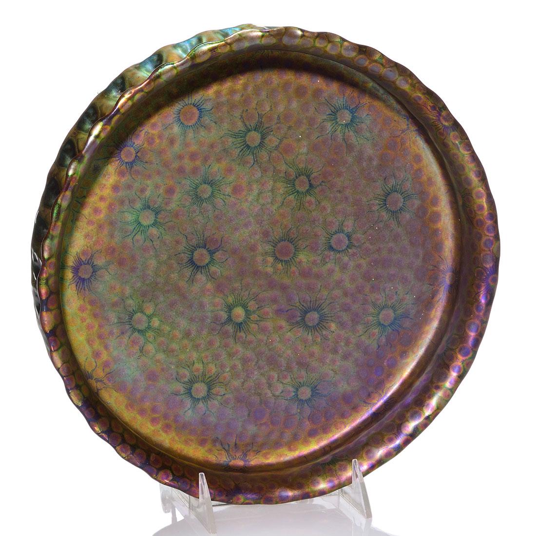 Zsolnay tray with hammered surface, 1 3/4” x 10 3/4” (1 of 3)