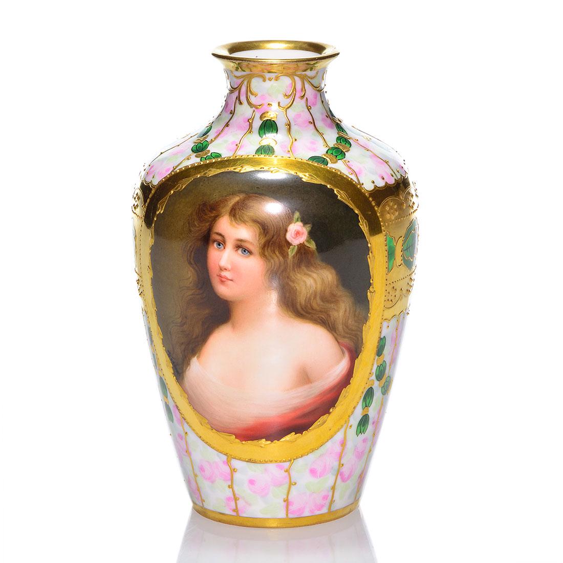 Royal Vienna Wagner maiden portrait vase, Lydia, 6” (1 of 2)
