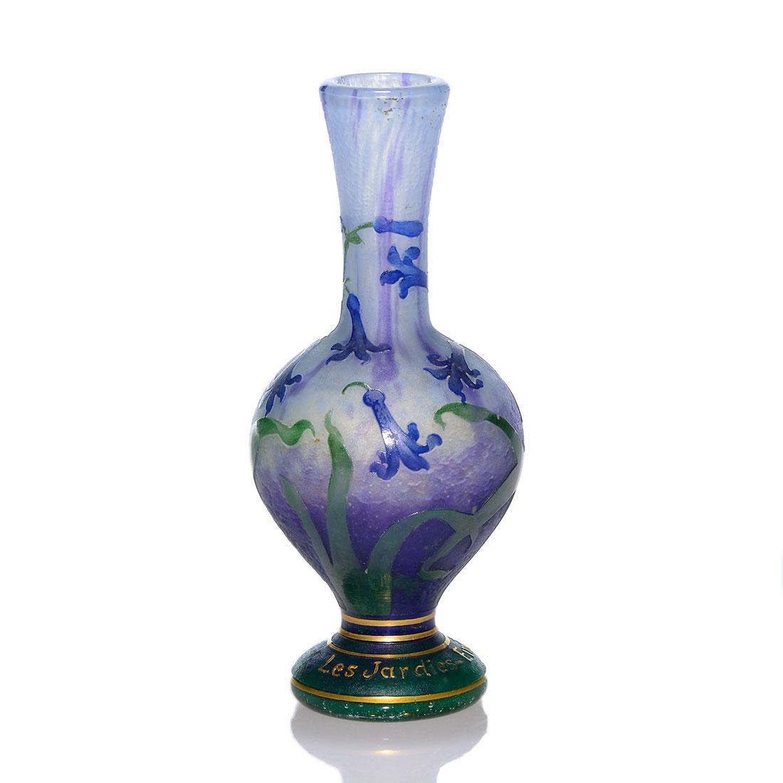 Daum Nancy Parlante mini cameo vase, hyacinth, 4 7/8” (1 of 2)