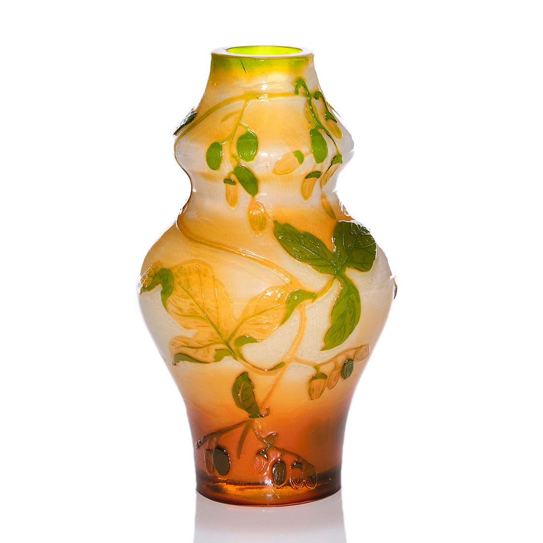 Muller Croismare cameo vase, fire polished, 6 1/2”, (1 of 2)
