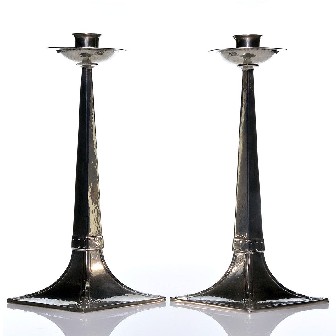 Pr. Dixon & Sons Sheffield Cornish Pewter candlestands, (1 of 2)