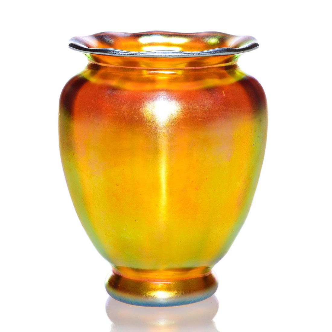 Steuben Aurene Gold Vase Ribbed 5 Signed Steuben Nov 03