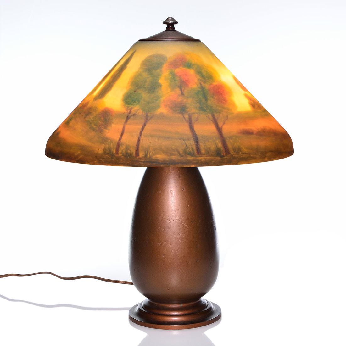 Jefferson lamp, reverse scenic shade #1377, 22 1/2" (1 of 4)