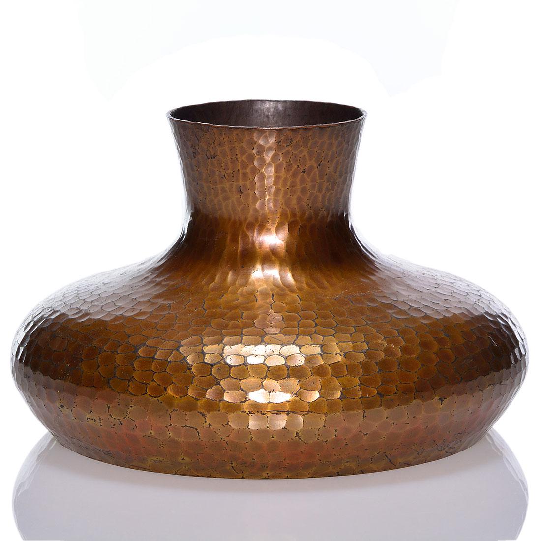 Roycroft Arts & Crafts hammered squat vase, 4 1/8” (1 of 3)