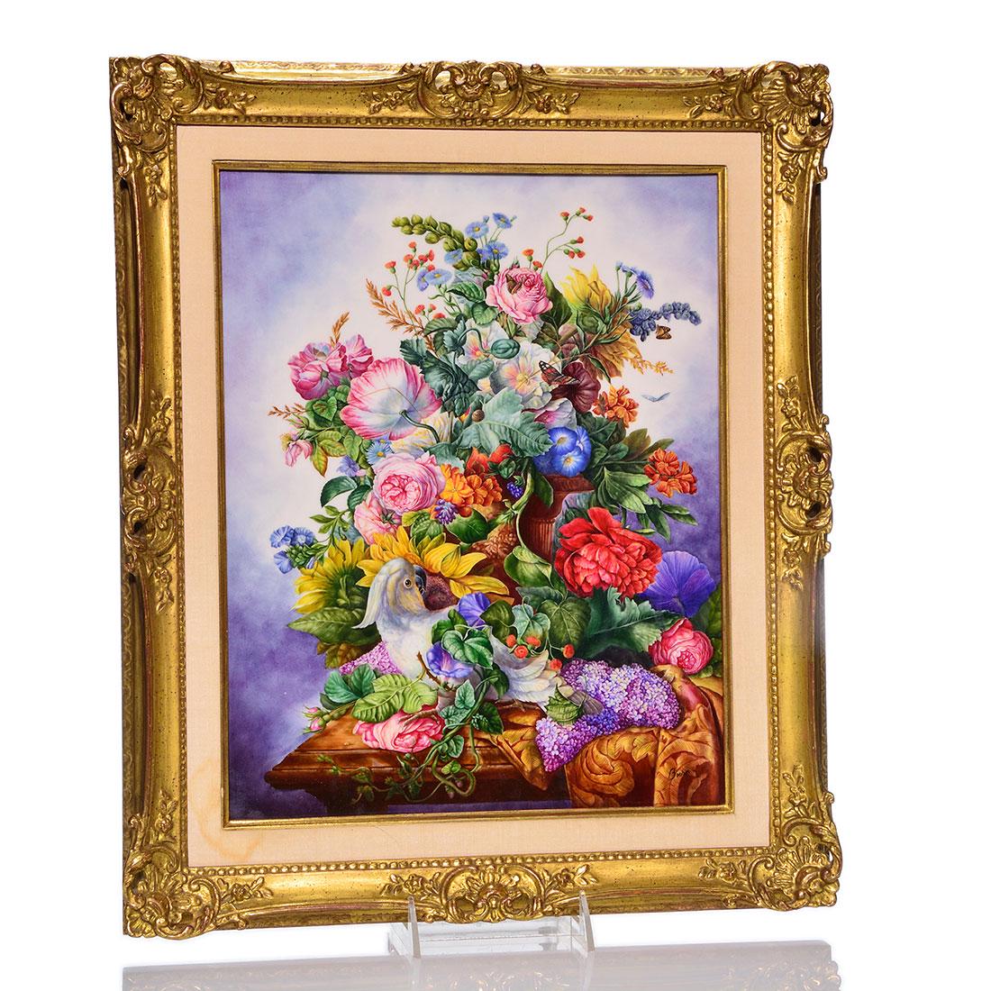 Boehm porcelain plaque, flowers, white, 14" x 11" (1 of 2)