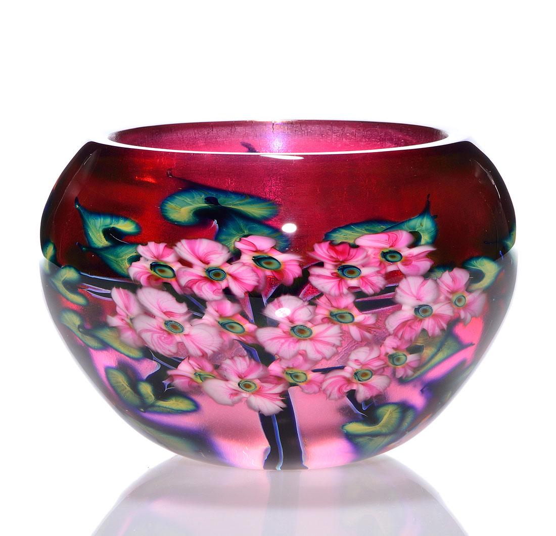 John Lotton Fuchsia Paperweight vase, floral,5 7/8”, (1 of 2)