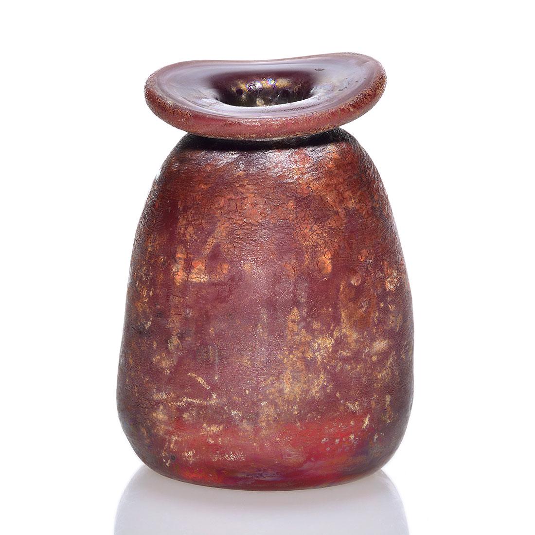 Labino Freeform vase, atypical ancient style, 4 3/8”, (1 of 2)