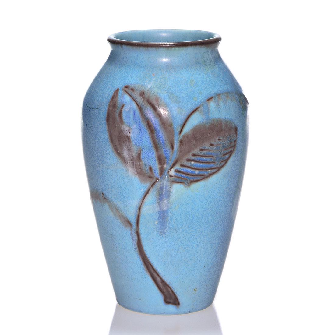 Rookwood Mat vase,floral design, 913D,1940s,7 5/8" (1 of 2)