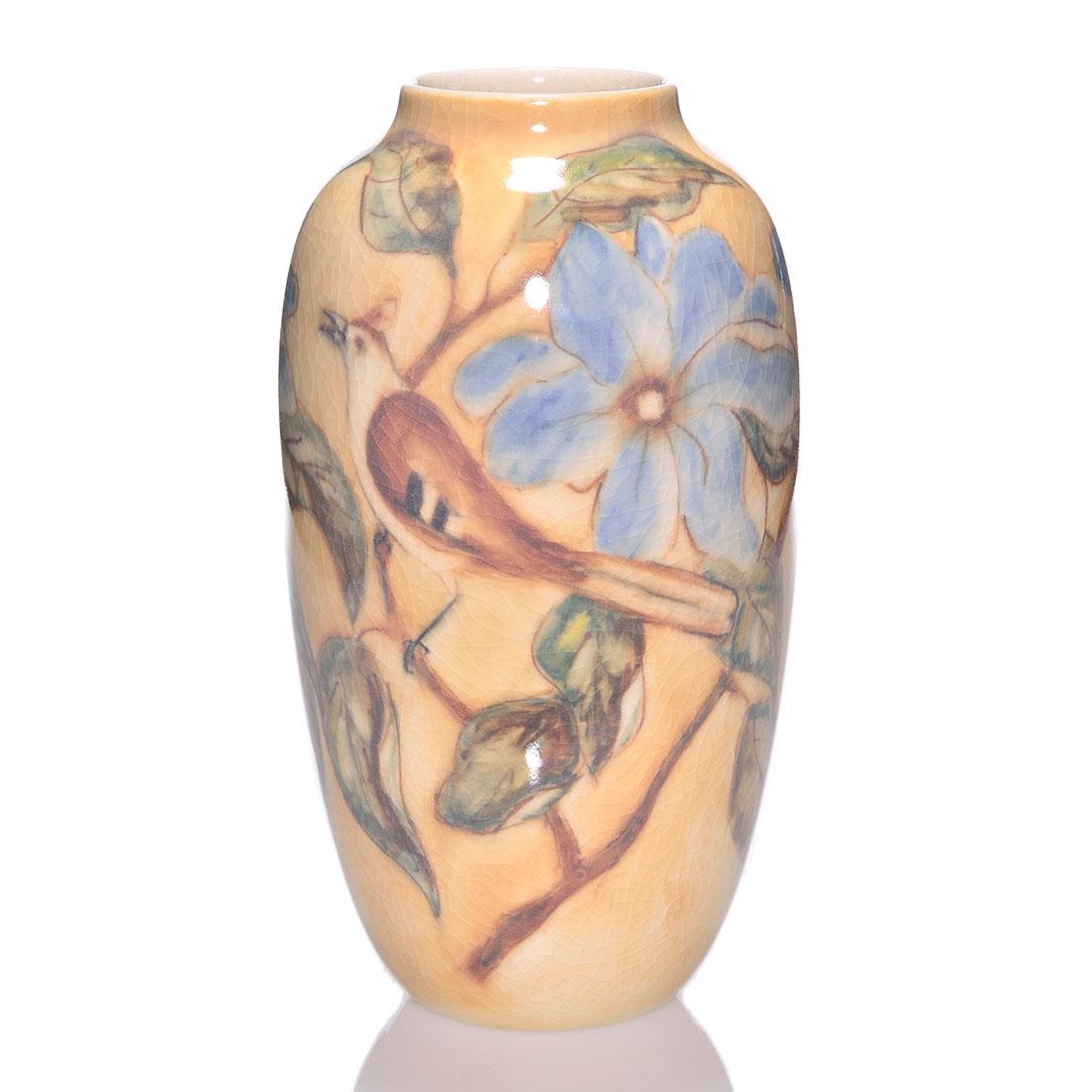 Rookwood Porcelain vase, bird, Holtkamp, 1949, 12 1/4" (1 of 2)