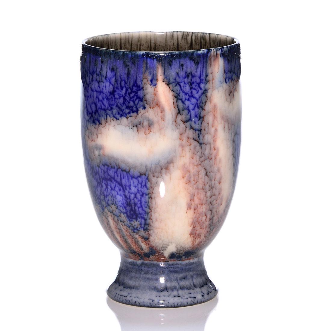 Rookwood Porcelain vase, llamas, Jensen,1933,S, 5 7/8": Porcelain vase decorated with a quartet of llamas painted by Jens Jensen in 1933. Marks include the Rookwood logo, date, S for Special shape and Mr. Jensen's monogram in dark slip. Excellent original 