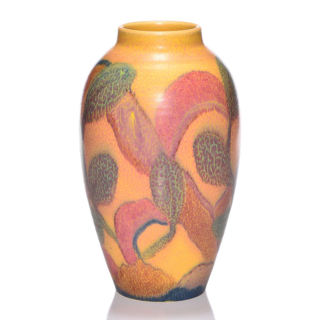 Rookwood Mat glaze floral, Rehm, 1928, 900 B, 10 1/2" (1 of 2)