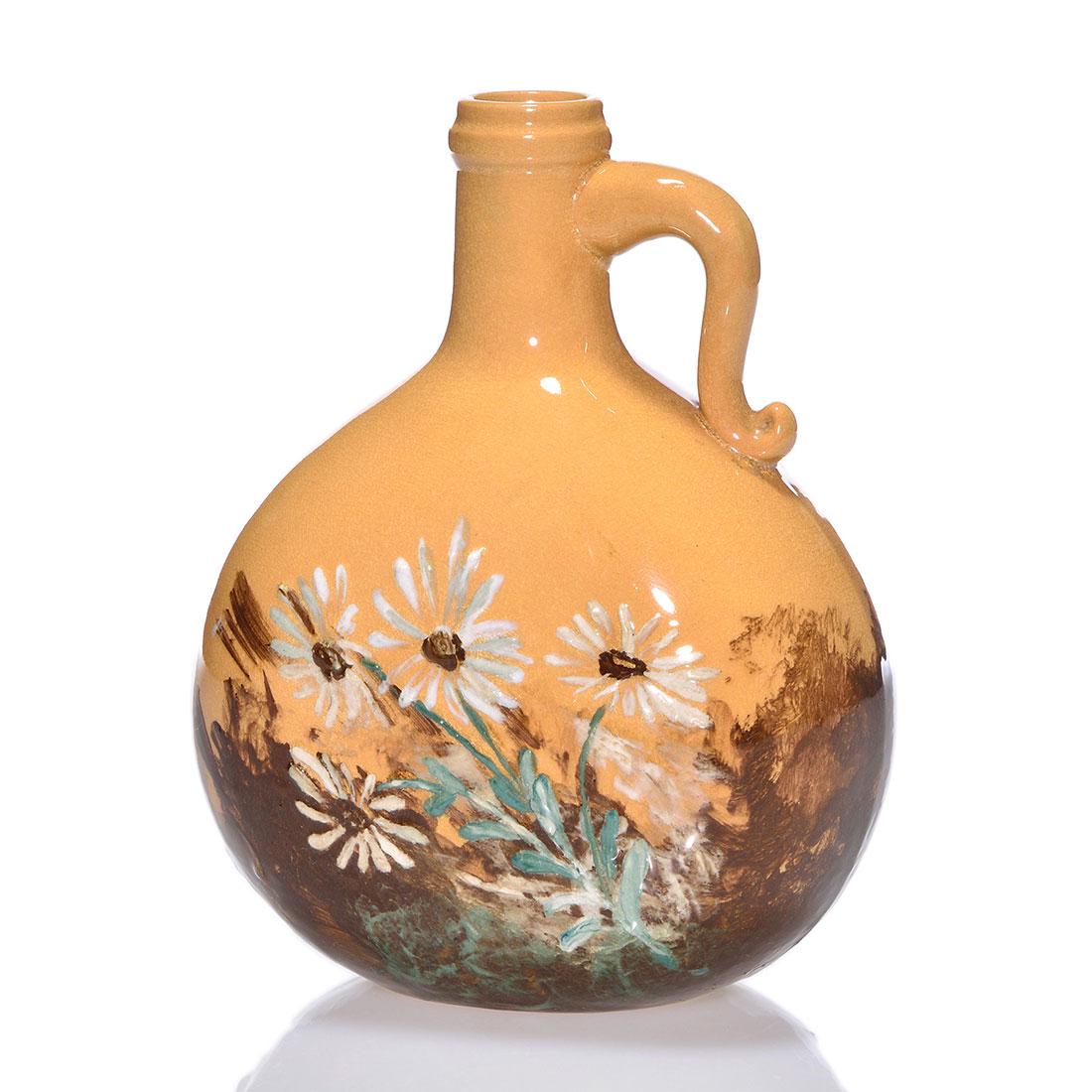 Rookwood Limoges style flask, floral, LPC, 1882, 6 3/4" (1 of 2)