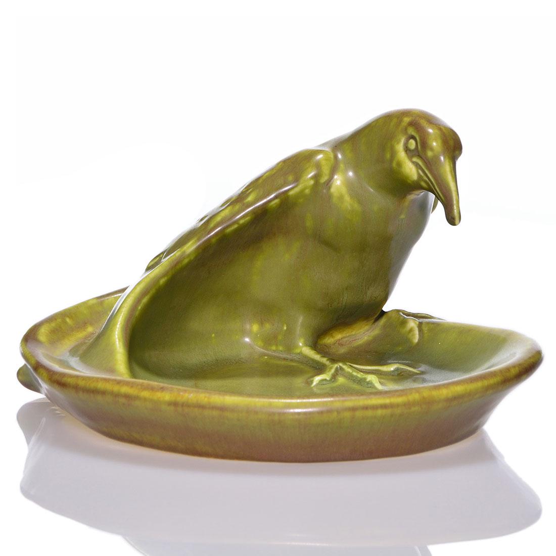 Rookwood Rook ashtray, 1929, shape 1139, 4 1/4" (1 of 2)