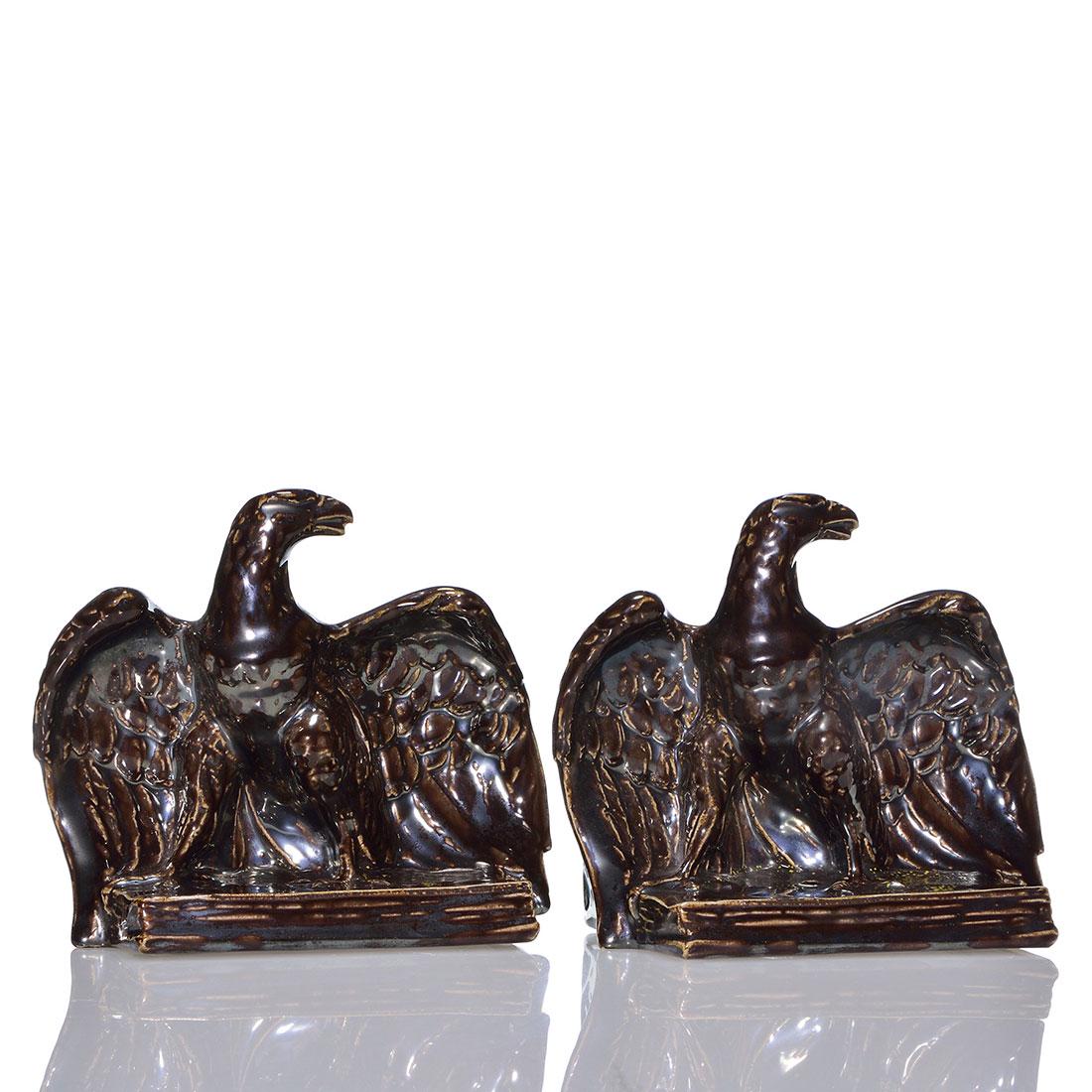 Rookwood Eagle bookends, Nubian Black, 1930,2623, 6" (1 of 2)
