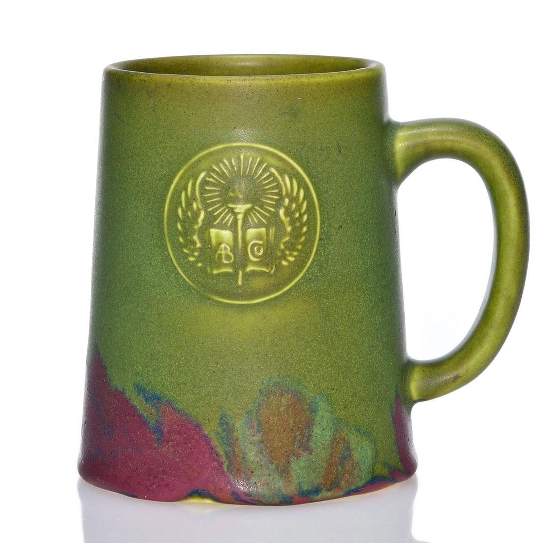 Rookwood Vellum glaze mug, incised,1904, 587 C, 4 3/4" (1 of 2)