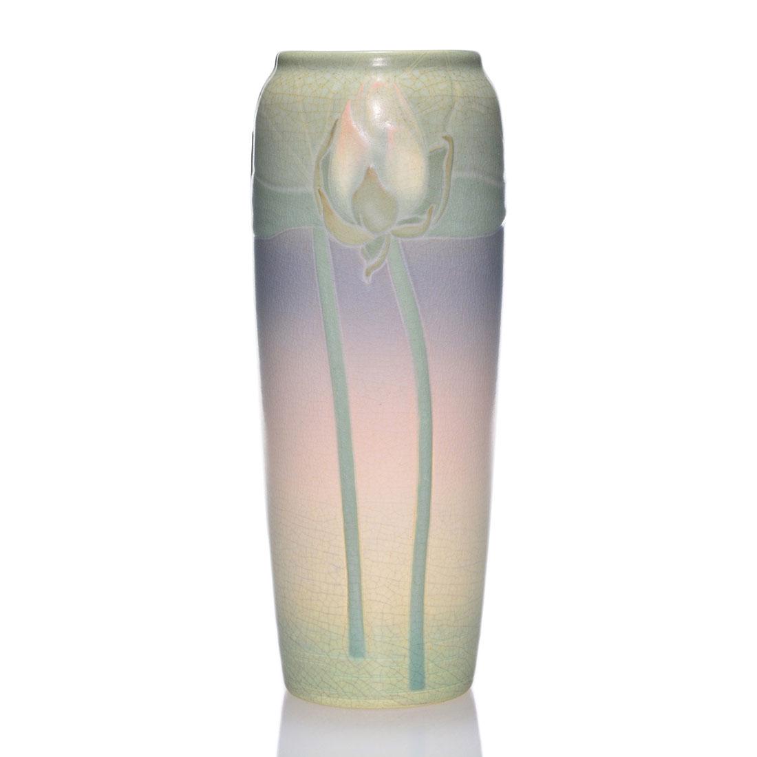 Rookwood Carved Vellum vase, Sax, 1908, 951B, 12 3/8" (1 of 2)