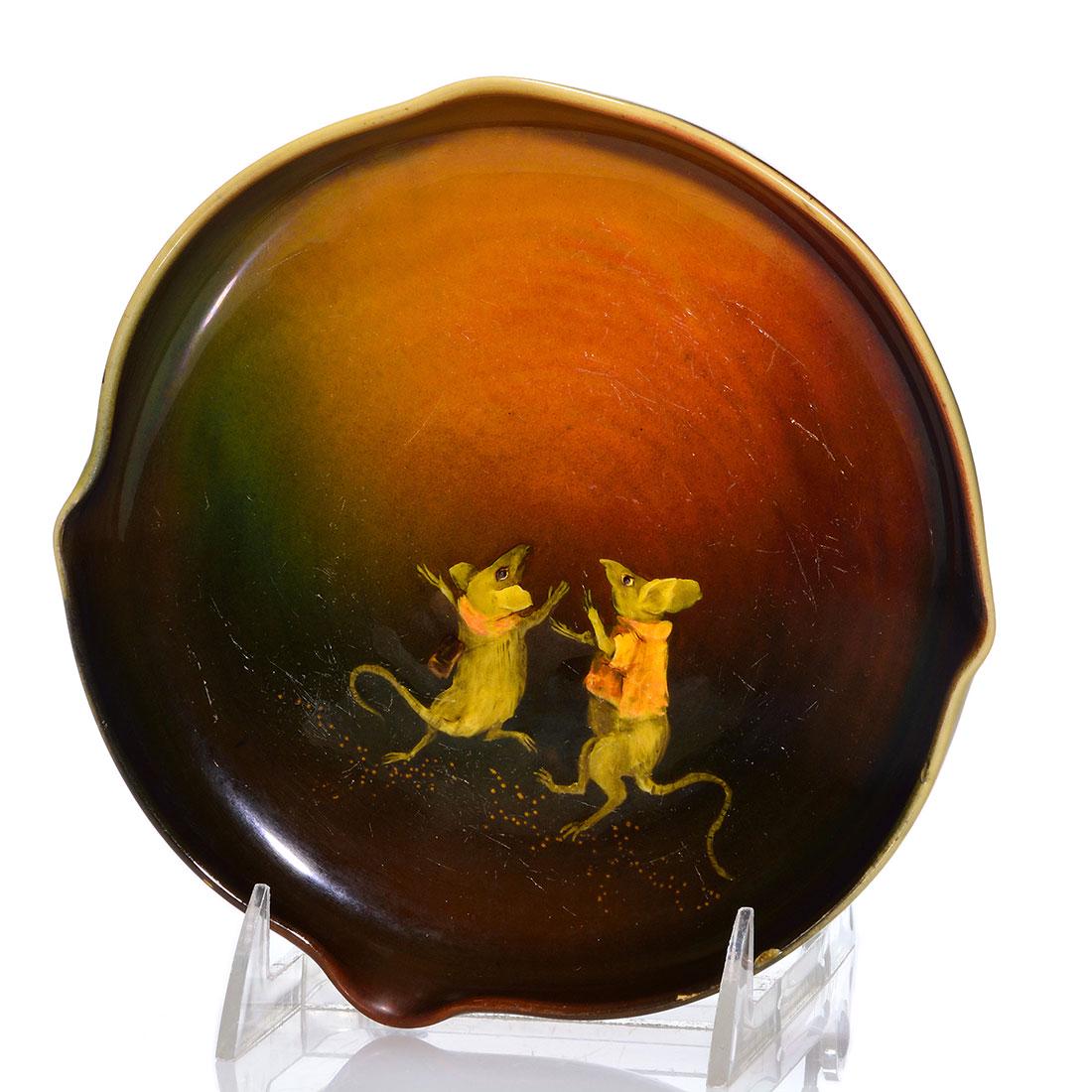 Rookwood Standard glaze plate, AMV, mice,1890, 1" x 7" (1 of 1)