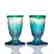 Pr Rousseau Pate de Verre cordials, Deco foliage, 3"
