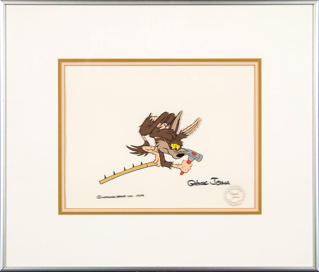 Original Cell from Wile E. Coyote, Chuck Jones, 9"X12": Original cell from Warner Brothers "Wile E. Coyote" cartoon done in 1979 by Chuck Jones (American 1912 - 2002.) From the Golden Age of Animation, Jones was responsible for the likes of Bugs Bunny, Daf