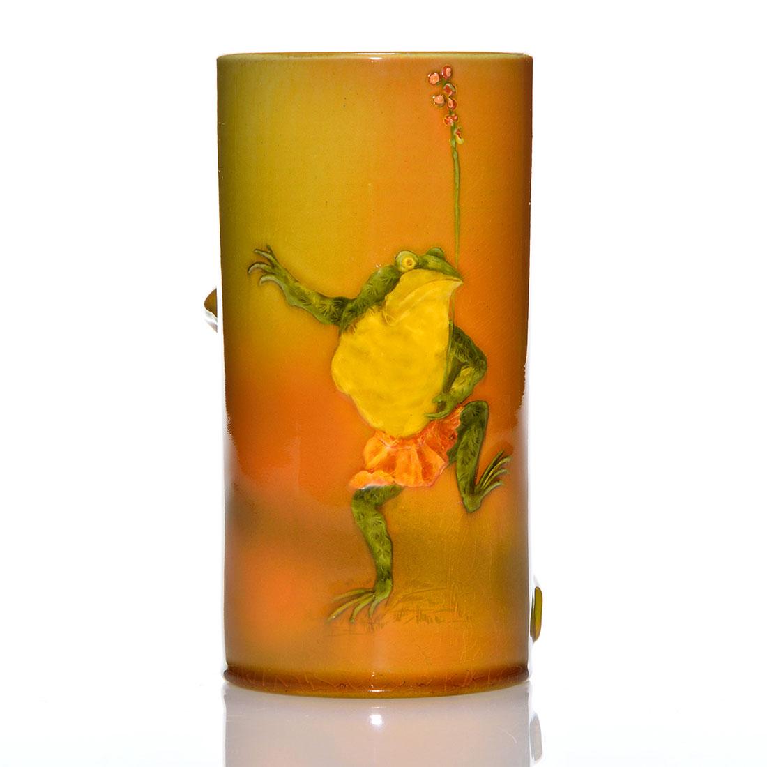 Rookwood Standard mug, dancing frog,AMV,1889, 5 3/4" (1 of 2)