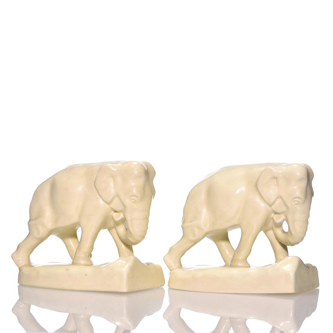 Rookwood Elephant bookends,1930, 1931, 2444 D, 5” (1 of 2)