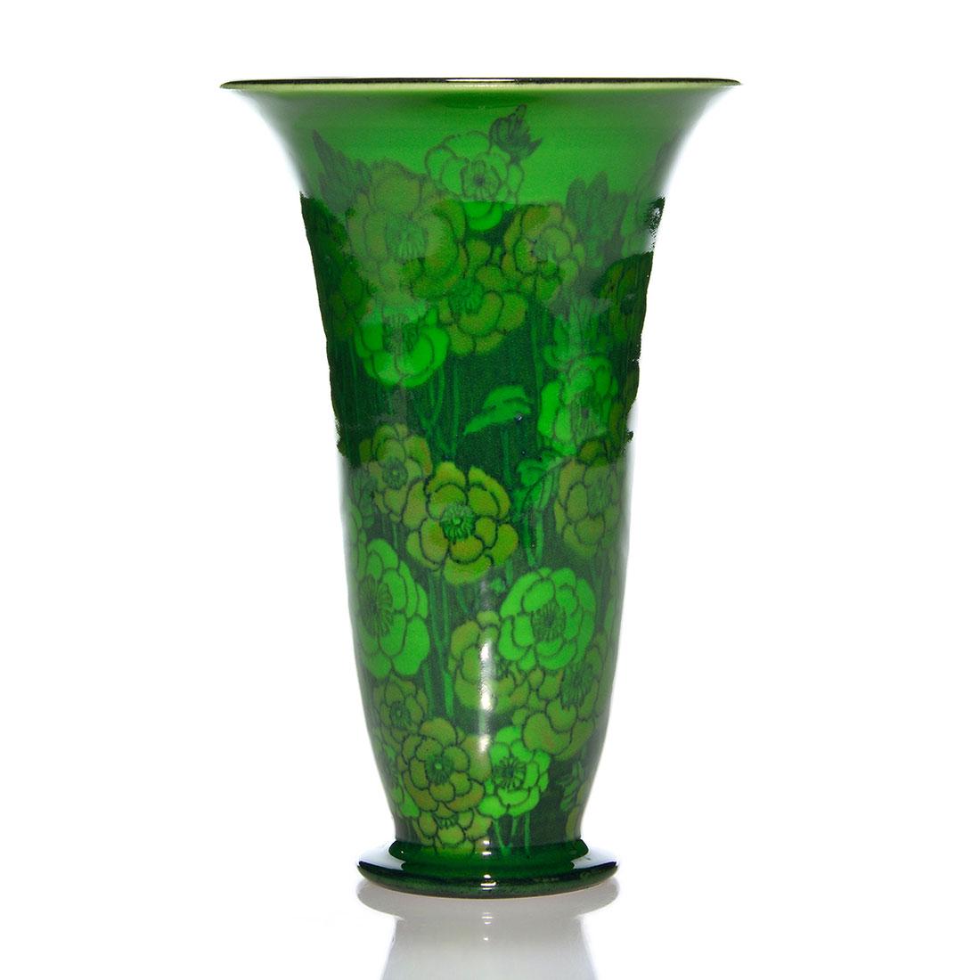 Rare Rookwood Green Tinted floral, Sax, 1924, 8 1/4" (1 of 2)